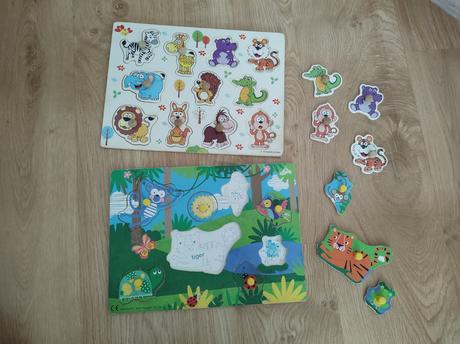 2 x drevená vkladačka zvieratká, 