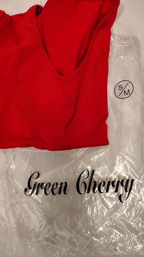 Dámsky elastický červený top, green cherry, s, s