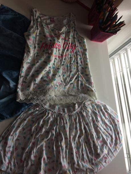 Tieklo a 2 x suknička, spolu 8 eur, dopodopo,128