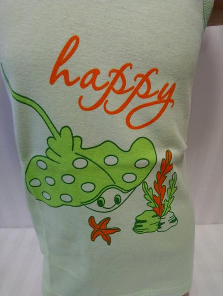Dievč. zelené tielko s motívom happy, v&k, 98, 98