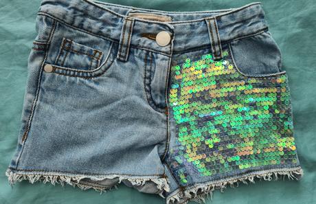 Šortky jeansove flitrované, next,104