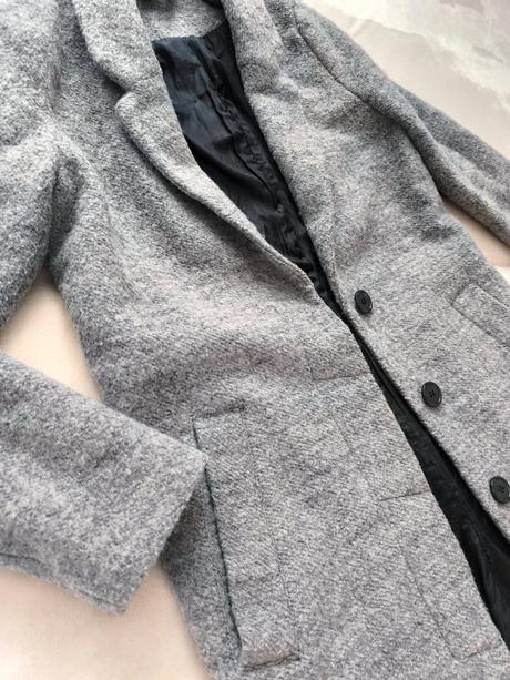 Sivý vlnený kabát h&m, h&m,s