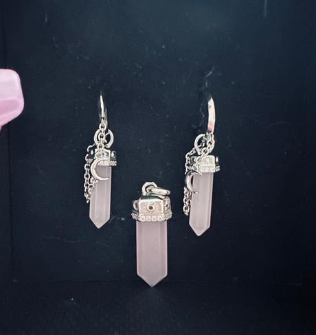 Strieborná sada šperkov hexagon pink ts, 