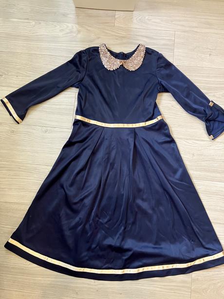 Dievcenske tmavomodre šaty, 12-14 rokov, 146