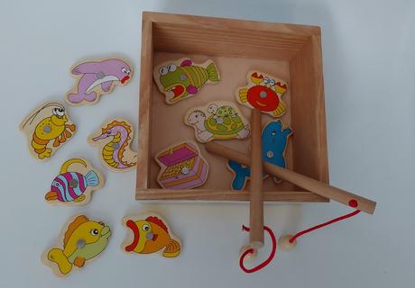 Drevená hra - chytanie rybiek, 