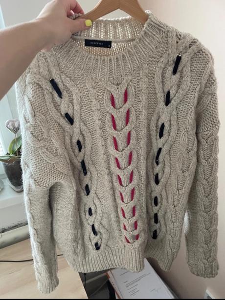 Hrubý béžový prepletený sveter reserved s, reserved,s