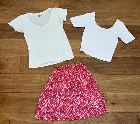 Balík 3 vecí, sukňa, 2 tričká, xs/34, c&a,xs
