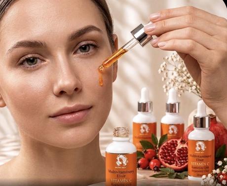 Vitamín c na pleť. multivitamínový elixír s vitamí,