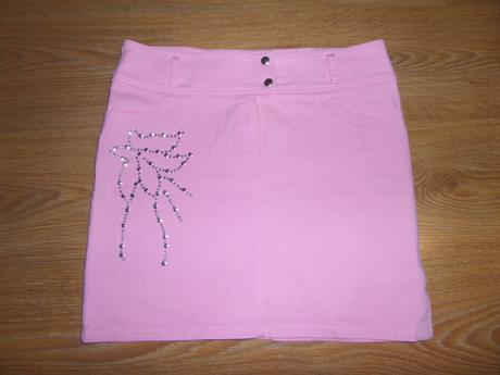 Sukňa s kovovým vzorom, denim,l