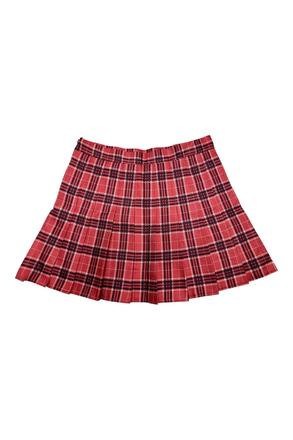 Dámska červená károvaná sukňa s kraťasmi, m