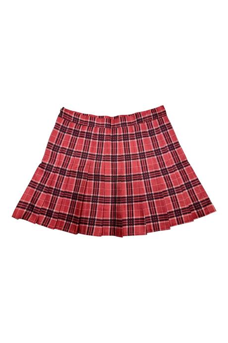 Dámska červená károvaná sukňa s kraťasmi, m