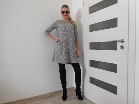 Šaty úpletové jemné kocky, s/m, s