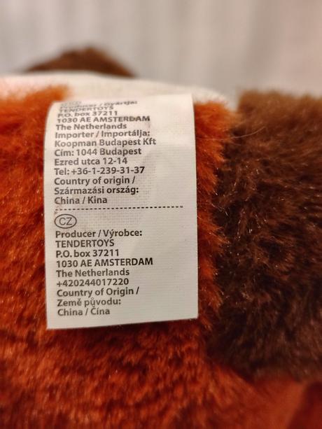 Plyšová hnedo biela líška, tendertoys, 27 cm, 