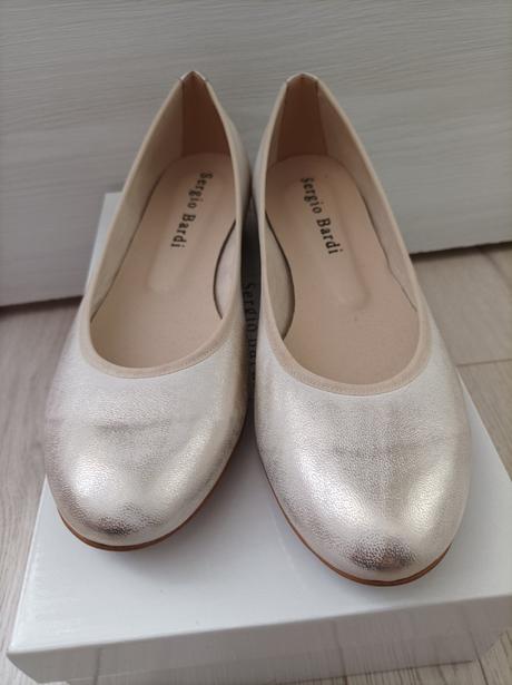 Kožené balerínky sergio bardi metalické 40, 40