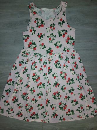 Letne bavlnene saty jahodove, h&m,134