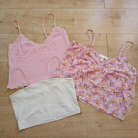 3x cropnuté letné tielka, bershka,m