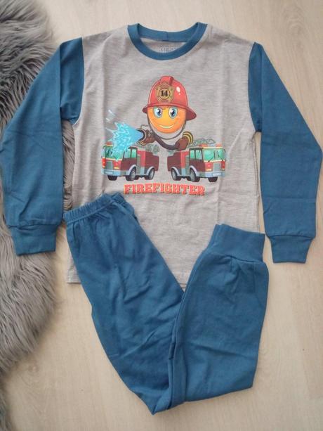 Chlapčenské sivo-modré pyžamo s potlačou (116-122), 116 / 122