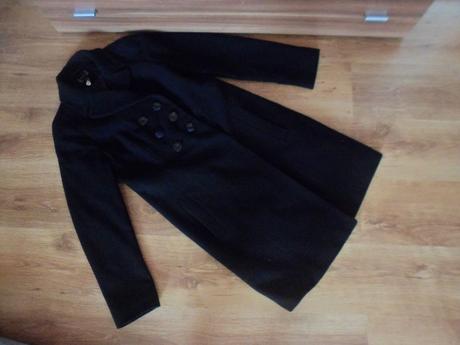 Elegantný čierny kabát, c&a,40