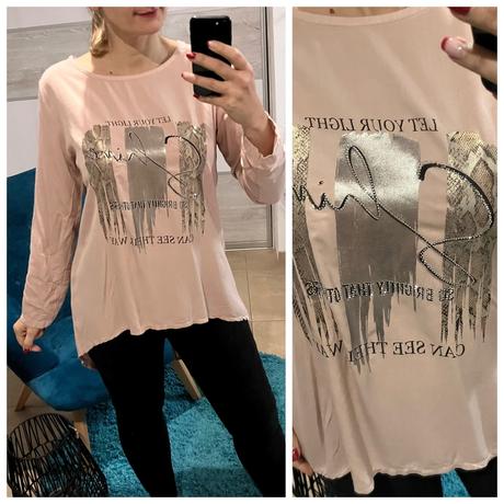 Dámske tričko s potlačou a kamienkami ružové (uni), l / m / s