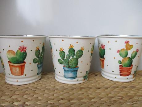 Plechové kvetináčiky kaktusové,