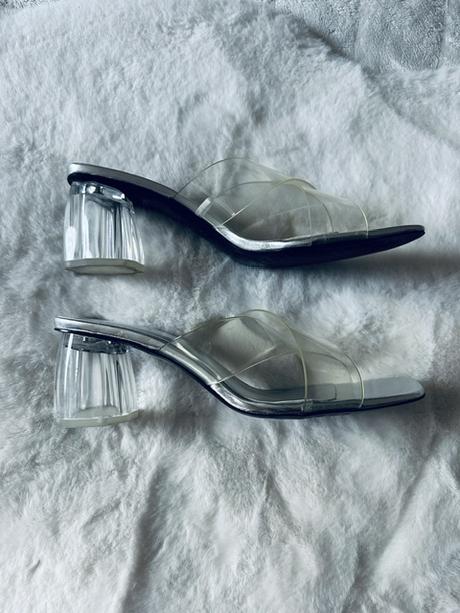 Kožené strieborné šľapky s vinylom zn. zara, zara,40