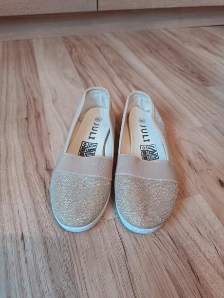 Zlaté trblietavé espadrilky, 36