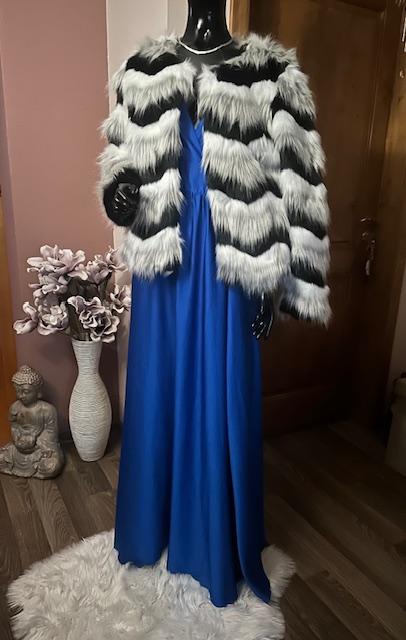 Slávnostné modré maxi šaty, l / m