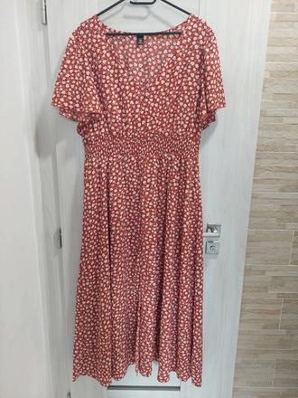 Krásne kvetované maxi šaty shein curve v tehlovej, 4xl