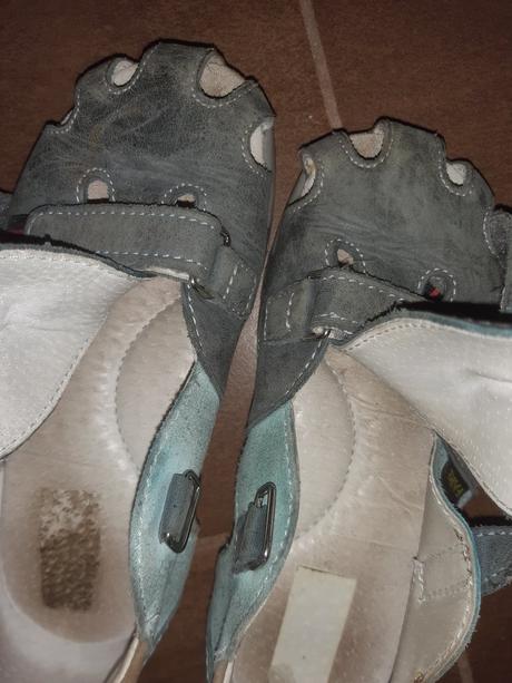 Kožené sedotyrkysove sandalky, fare,29