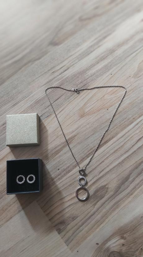 Strieborná retiazka 925 s príveskom a náušnicami, 