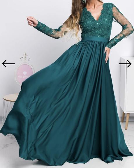 Tmavozelené spoločenské šaty, s