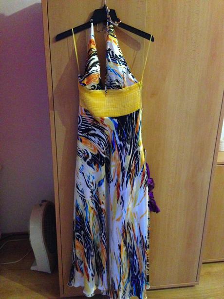 Farebné hodvábne šaty, s