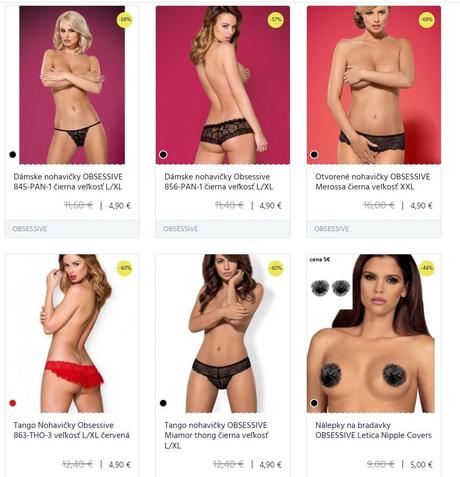 Bielizeň a sady obsessive dopredaj z eshopu, obsessive,l / m / s / xl