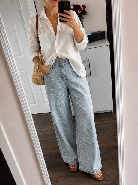 Široké rifle dkny s monogramom, dkny,l