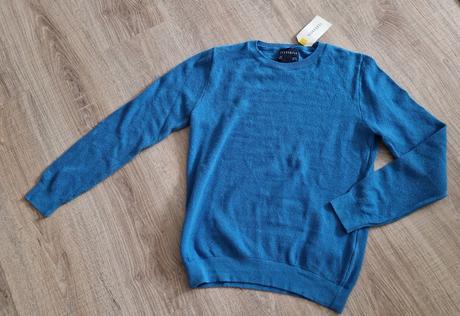 Modrý upletovy pulover 140/146 s visačkou, terranova,140 / 146