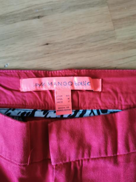 Červené saténové nohavice, mango,l