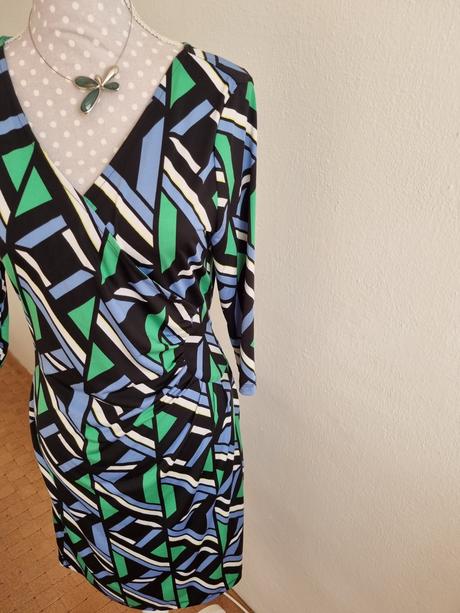 Čierno-zeleno-modro biele elast.šaty orsay 38, orsay,38