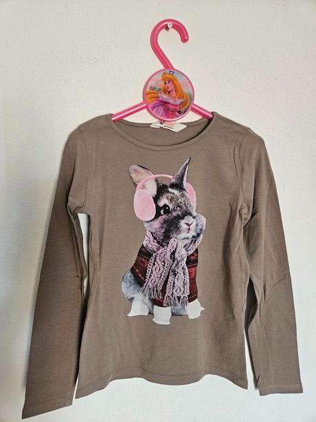 H&m tričko so zajačikom 122/128, h&m,122