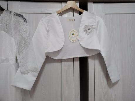 Bolerko 140/146 snehobiele, neonovy top xs, s,