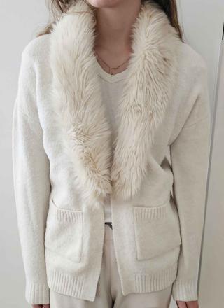 Predĺžený sveter - kardigan s kožušinou, f&f,158