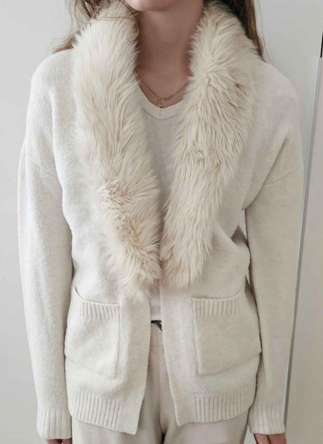 Predĺžený sveter - kardigan s kožušinou, f&f,158