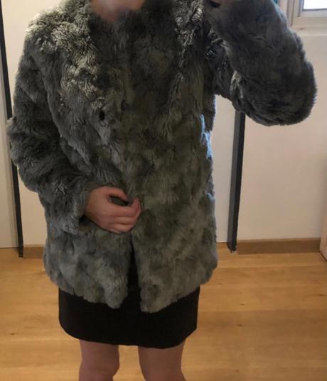 Šedý umelý kožuch h&m, xxs/xs, h&m,xs