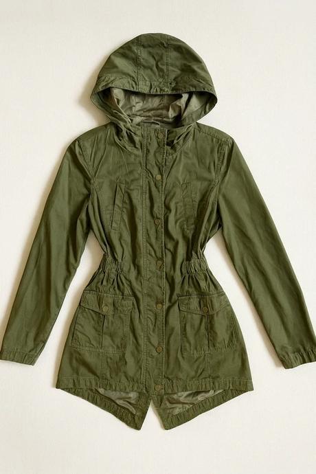 Olivová parka s kolibríkom, takko,xs