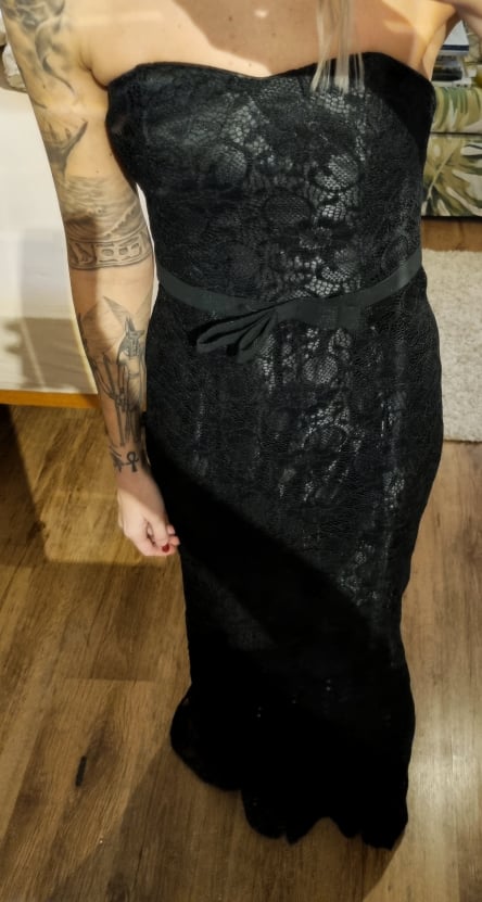 Dlhé maxi čierne krajkové šaty, s / xs