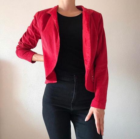 Červené menčestrové sako, m