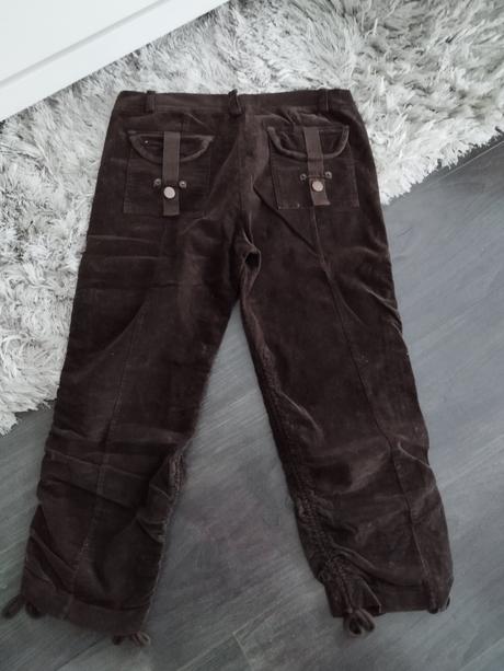 Hnedé menčestrové nohavice 7/8, m