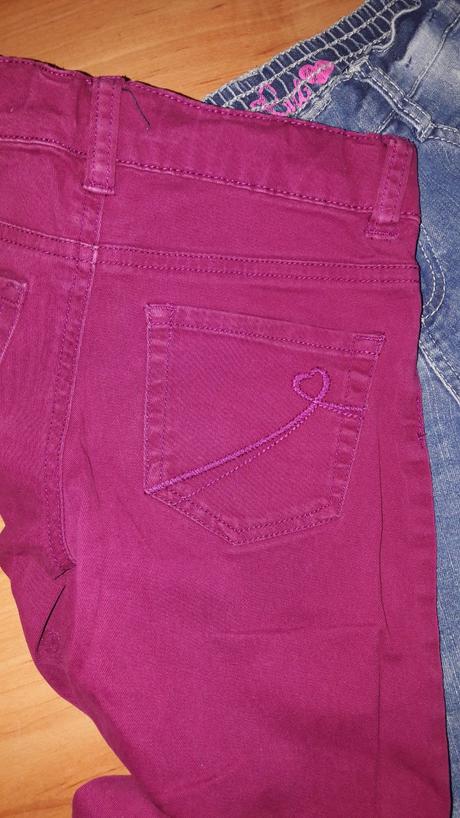 Fialové  elasticke slim nohavice, 122