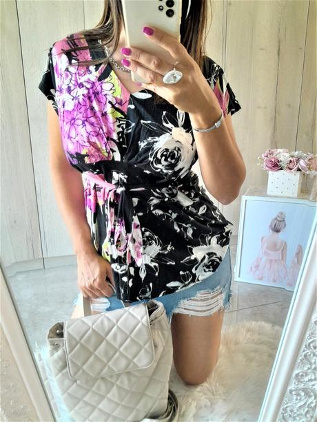 Kvetovaná blúzka s opaskom-l, l