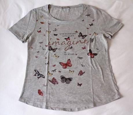 Tričko s nápisom a motýlikmi, orsay,s