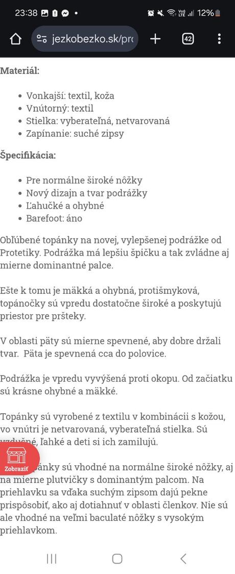 Protetika barefoot sietovane tenisky 22, protetika,22